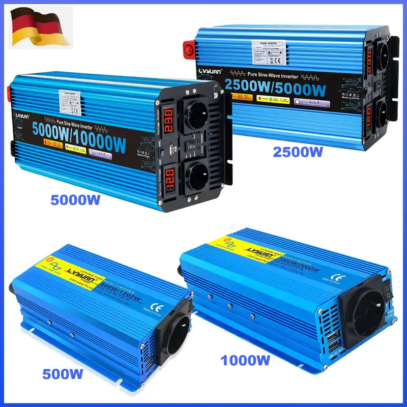 12V 24V auf 230V Reiner Sinus Wechselrichter 500W 3000W 5000W Spannungswandler