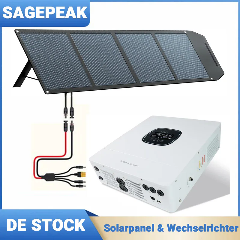 Solarpanel 300W 400W 500W Faltbar Tragbar Solarmodul Hybrid Solar Wechselrichter