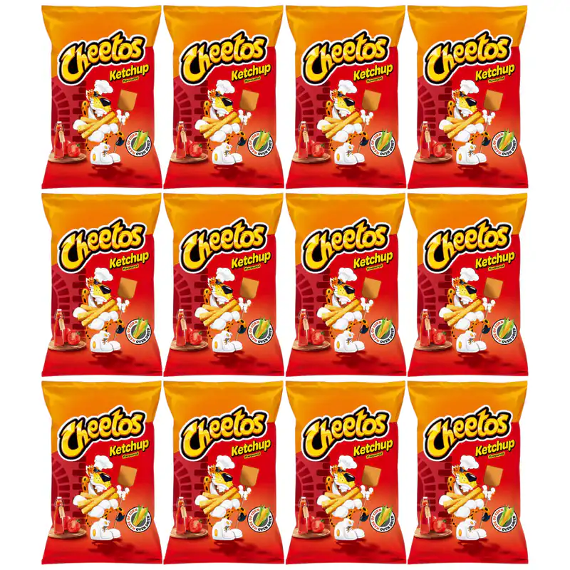 Cheetos Chrupki kukurydziane o smaku ketchupowym 85 g x 12 sztuk ZESTAWY