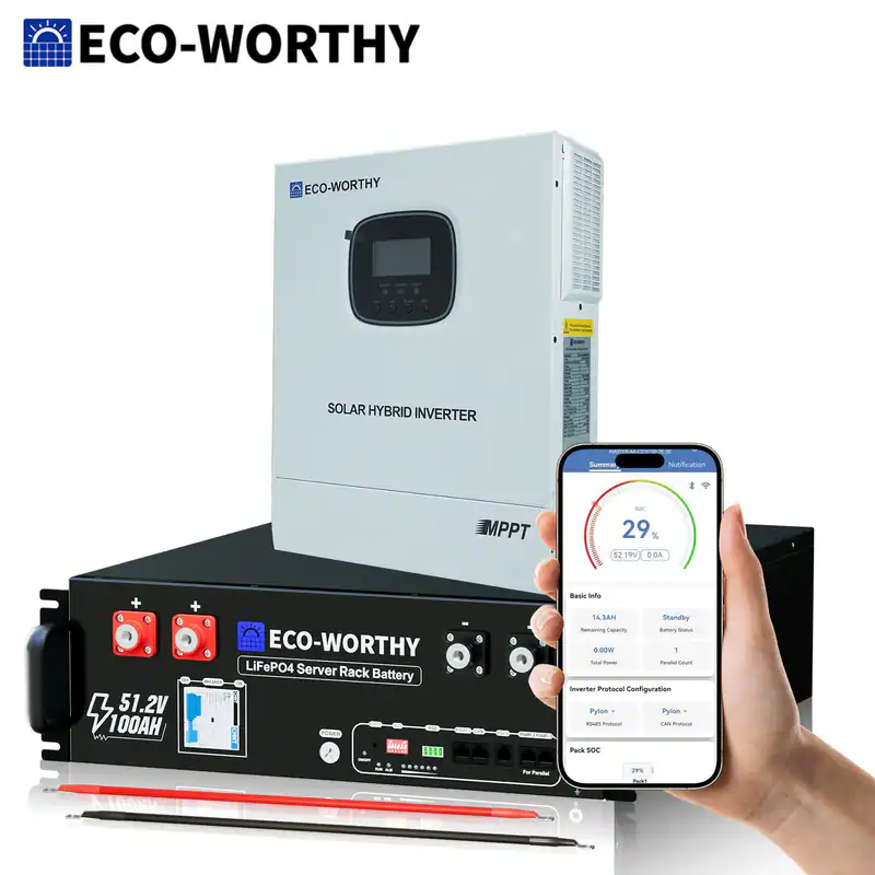48V 100Ah Batterie Speicher mit 48V 3KW Wechselrichter Bluetooth LiFePO4 Lithium