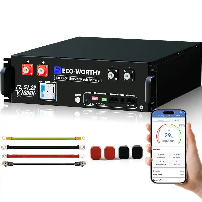 48V 100Ah Speicher 5,12kWh Bluetooth LiFePO4 Batterie Stromspeicher
