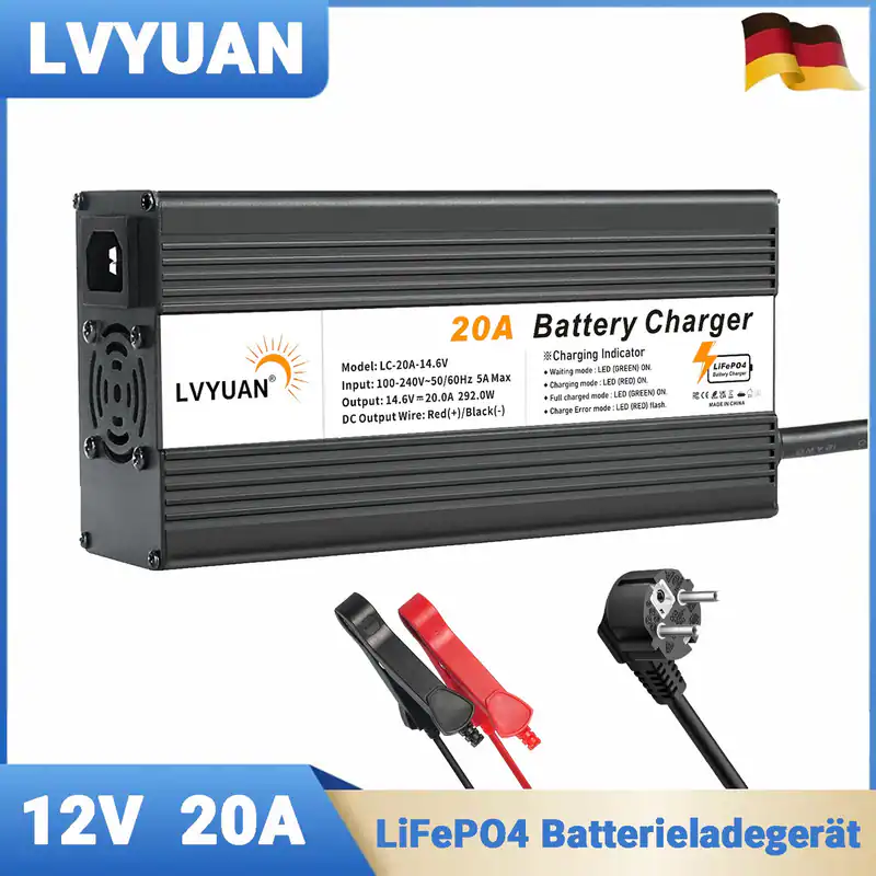 12V 20A Lithium Batterieladegerät 12V LiFePO4 Batterieladegerät Smart Charger