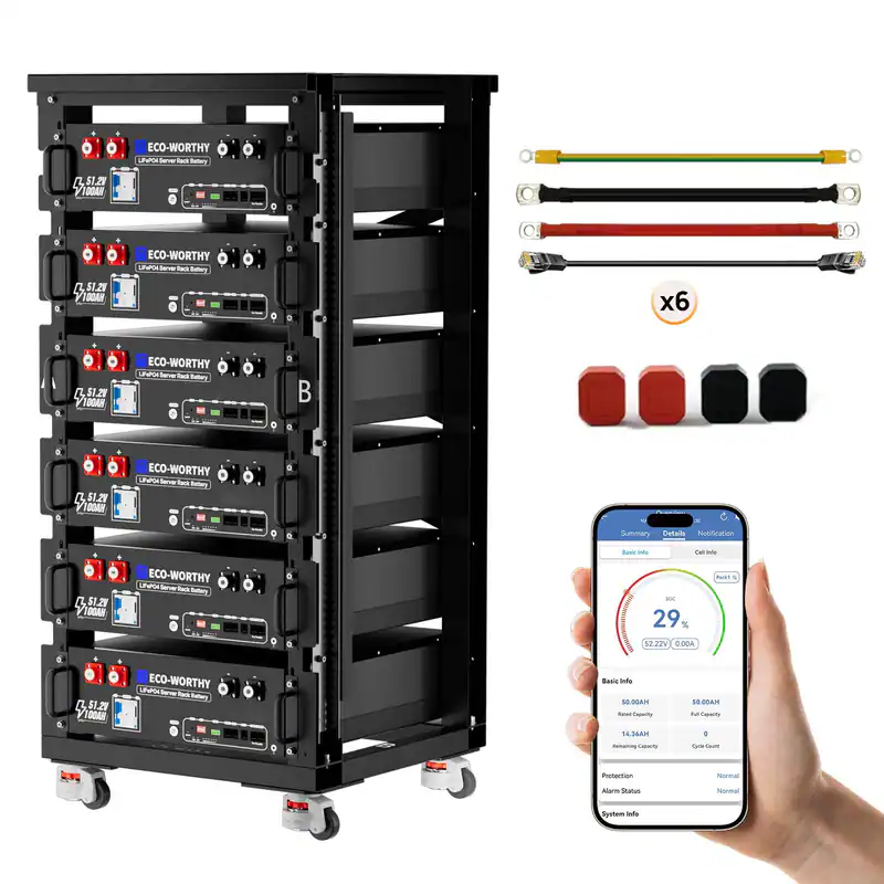 ECO-WORTHY 48V 100AhSpeicher 30,72kwh Bluetooth Batterie Stromspeicher (6Pack)