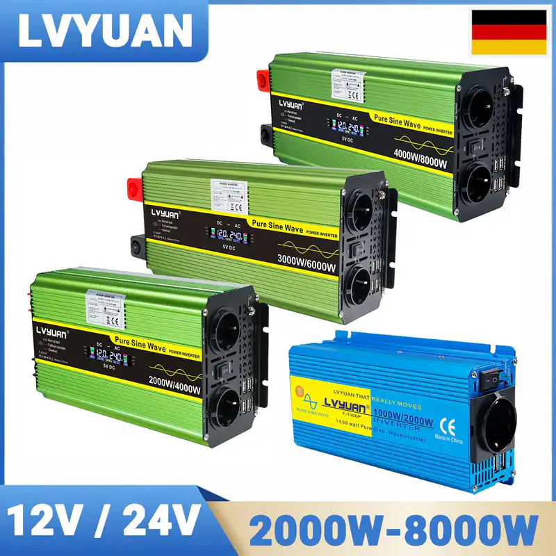 Reiner Sinus Wechselrichter 1000W 2000W 3000W 4000W Spannungswandler 12V 24V