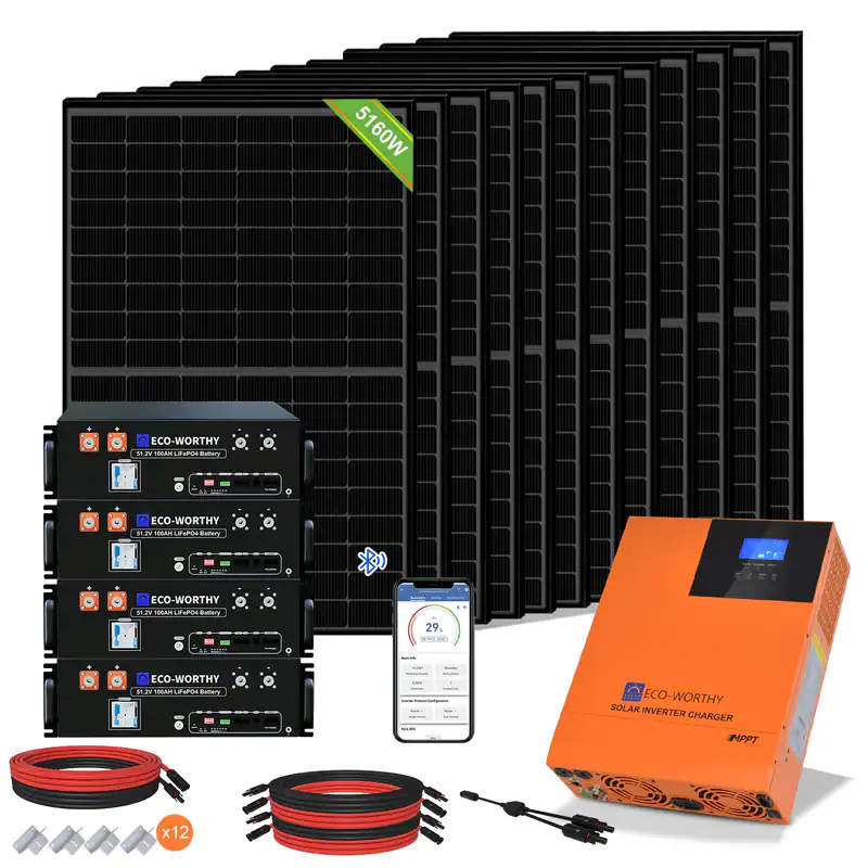 48V 5160W Solar photovoltaikanlage 20,48kwh LiFePO4 Batterie für Heimspeicher