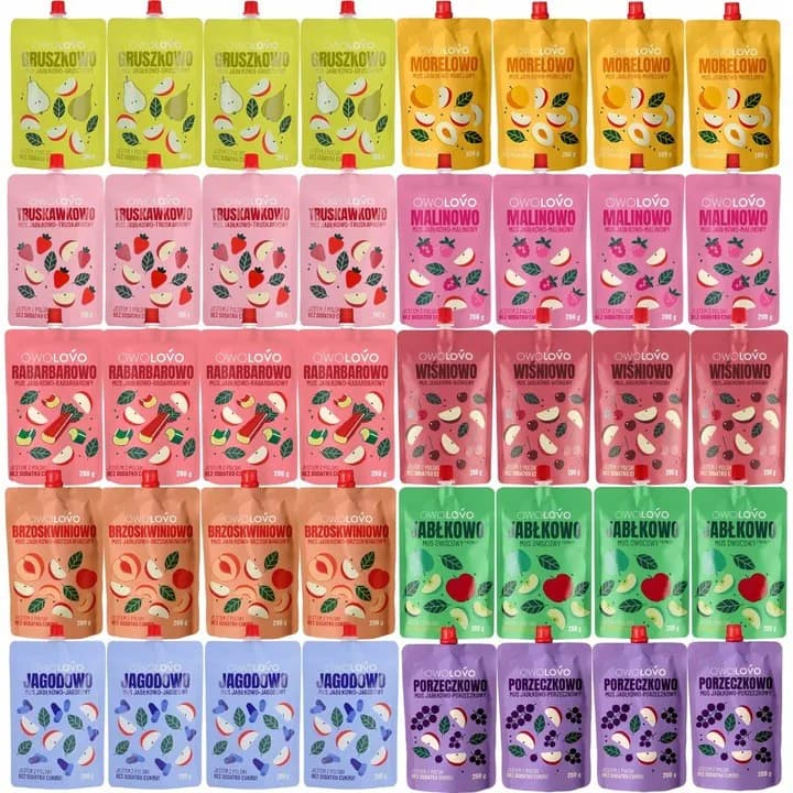 Owolovo Mix musów owocowych 10 smaków 200 g x 40 sztuk ZESTAWY