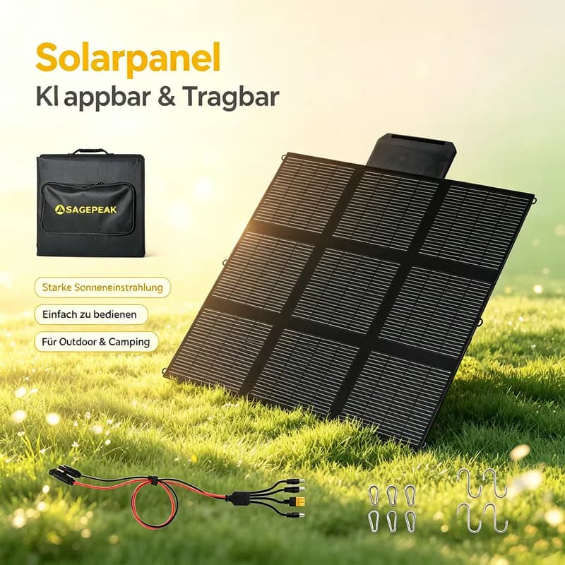 Tragbar Solarpanel 500W 400W 300W Faltbar Solarmodul Wohnmobil für Powerstation