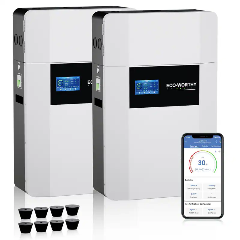 ECO-WORTHY 48V 200Ah Wandmontage LiFePO4 Batterie mit Anschlussdose für Speicher