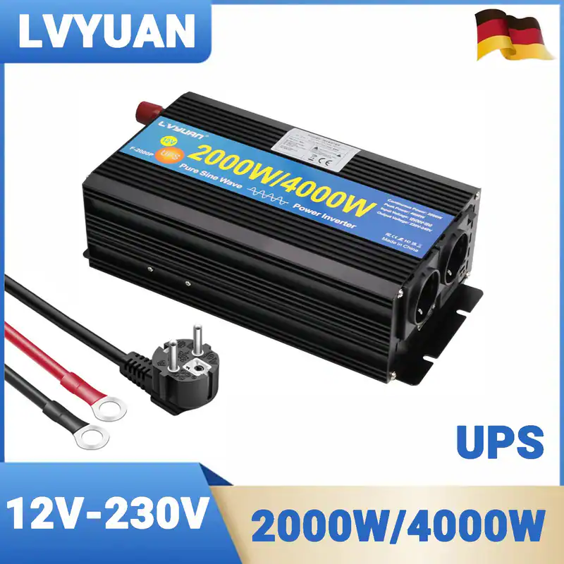 2000W 4000W Wechselrichter 12V auf 230V UPS Stecke Reiner Sinus Spannungswandler