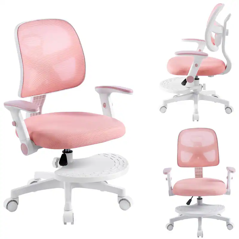 Ergonomischer Kinder-Bürostuhl drehbar, höhenverstellbar, Rosa