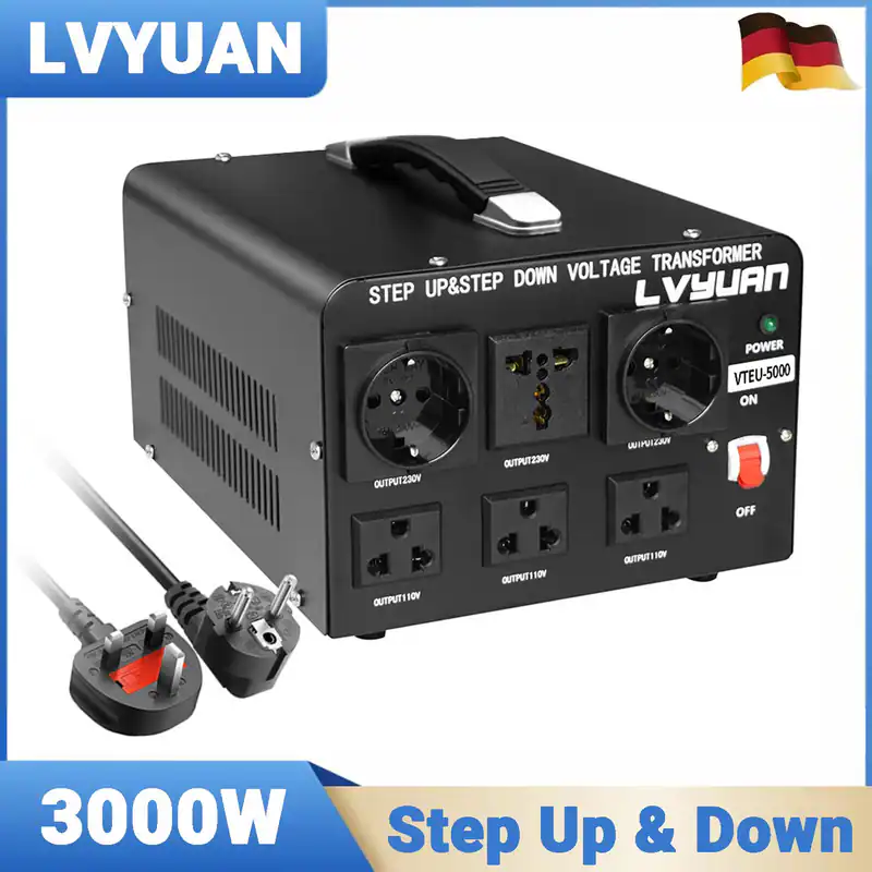 3000W/5000W Spannungswandler Transformator 220V⇋110V Converter Konverter EU⇋US