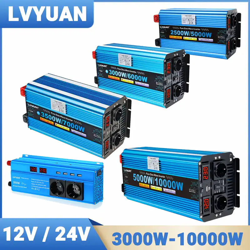 3000W -10000W Reiner Sinus Wechselrichter Spannungswandler 12V/24V 230V Inverter