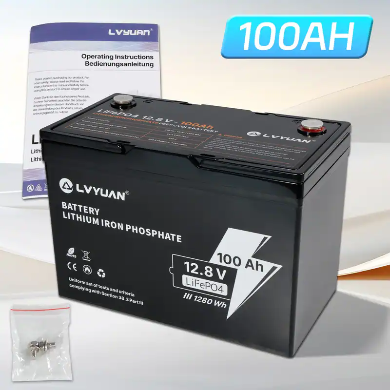 LiFePO4 100Ah 12.8V 1280Wh Solarbatterie Lithium Batterie Akku Wohnmobil Solar