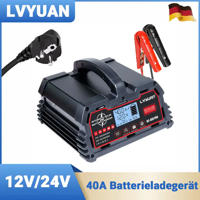 40A Auto LKW 12V 24V Intelligente Batterieladegerät Impuls Reparatur für AGM GEL
