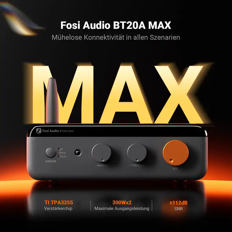FOSI AUDIO BT20A MAX 2.1Verstärker HiFi Stereo 300Wx2 PFFB丨LDAC丨Bluetooth6.0 48V