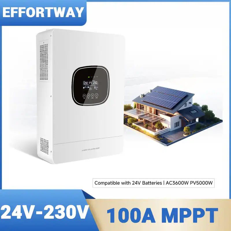 3600W 24V Hybrid Solar Wechselrichter Off Grid MPPT 100A Laderegler PV 40-450VDC