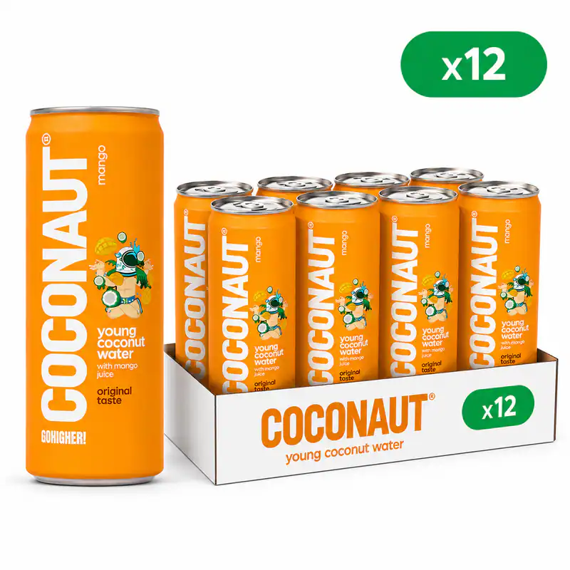 Kokoswasser aus jungen Kokosnüssen mit Mangosaft, 320 ml (12er-Pack)