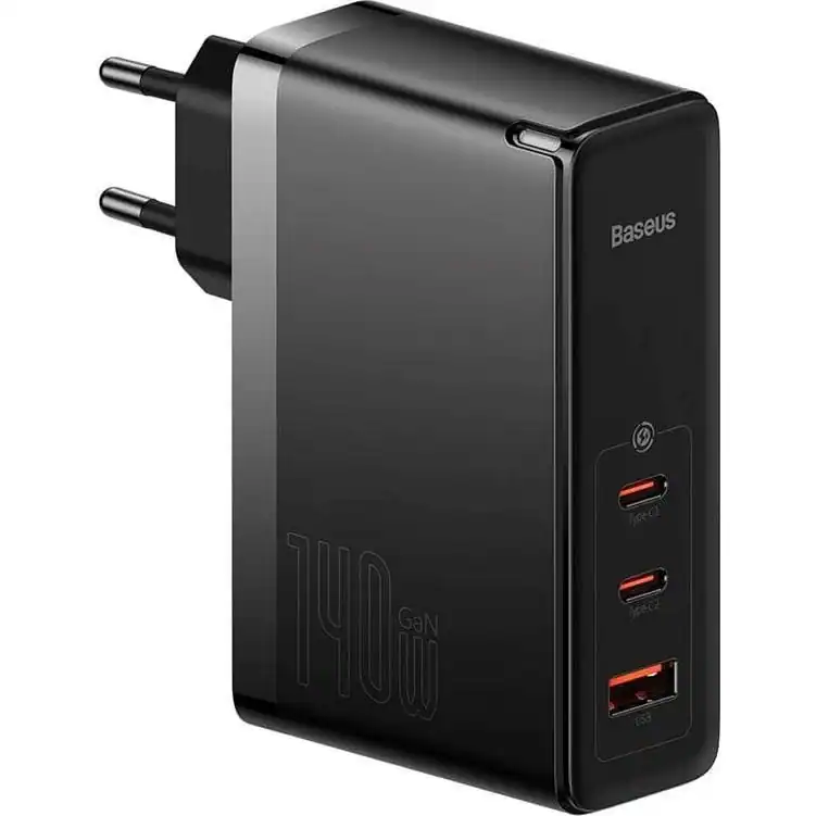 6932172610227 Baseus GaN5 Pro Ladegerät 2xUSB-C, USB-A 140W + USB-C Kabel, schwa