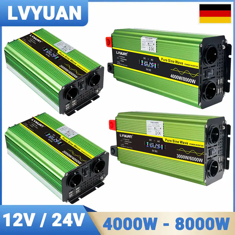 Reiner Sinus Wechselrichter 4000W/8000W 3000W Spannungswandler 12V/24V 230V USB