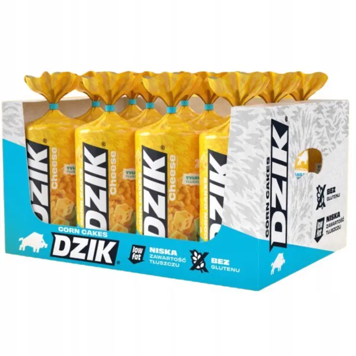 WK DZIK Wafle kukurydziane serowe niskotłuszczowe 120g x 12 sztuk ZESTAWY