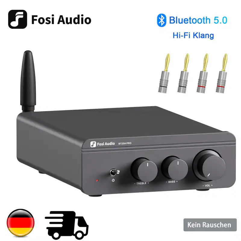 FOSI AUDIO BT20A Pro 48V Hi-Fi Verstärker Receiver BT5.0 Stereo 2 Kanal 300W x2