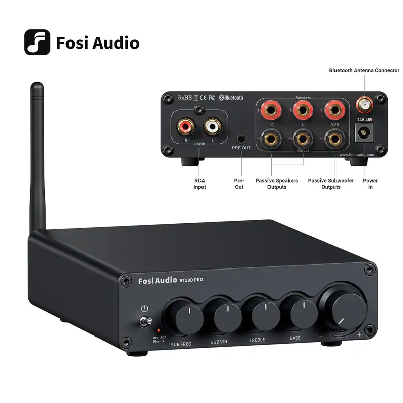 FOSI AUDIO BT30D PRO Bluetooth 5.0 Audio Verstärker HiFi 48V 350W Subwoofer 2.1