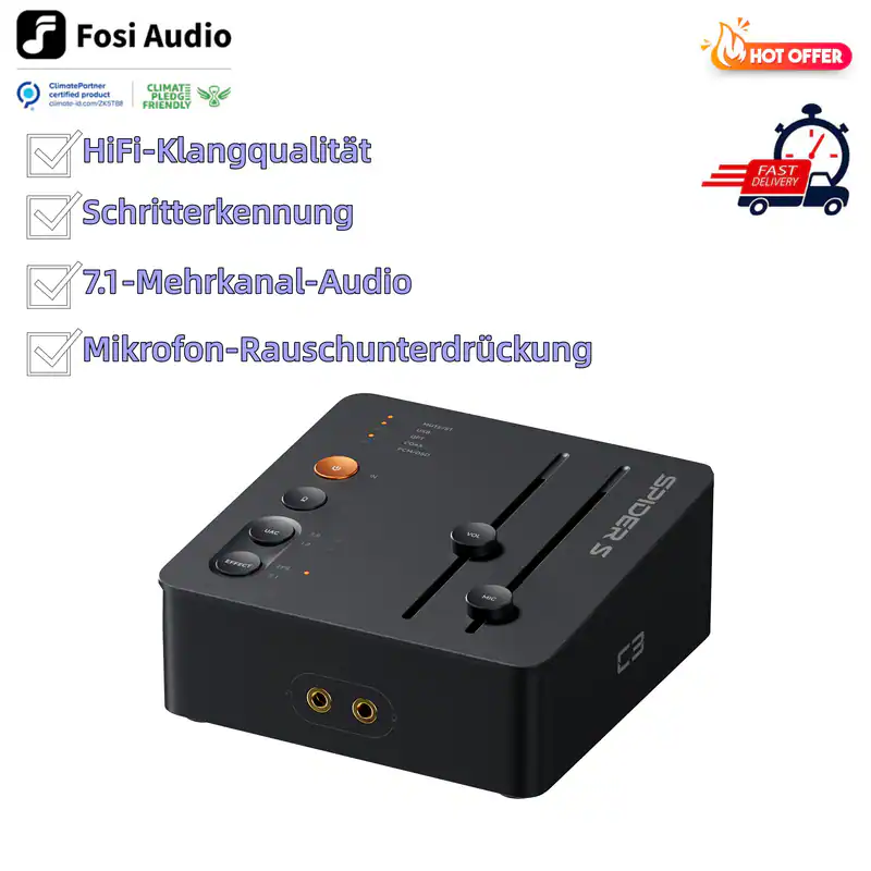 FOSI AUDIO C3 Gaming DAC External USB Soundkarte Footstep Enhancement fur FPS