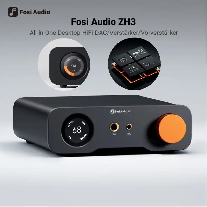 FOSI AUDIOZH3 HiFi Einteilig Vorverstärker DAC Kopfhörerverstärker Fernbedienung
