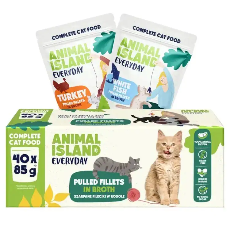 5904905081551 ANIMAL ISLAND Everyday Turkey and White fish fillets in broth - na