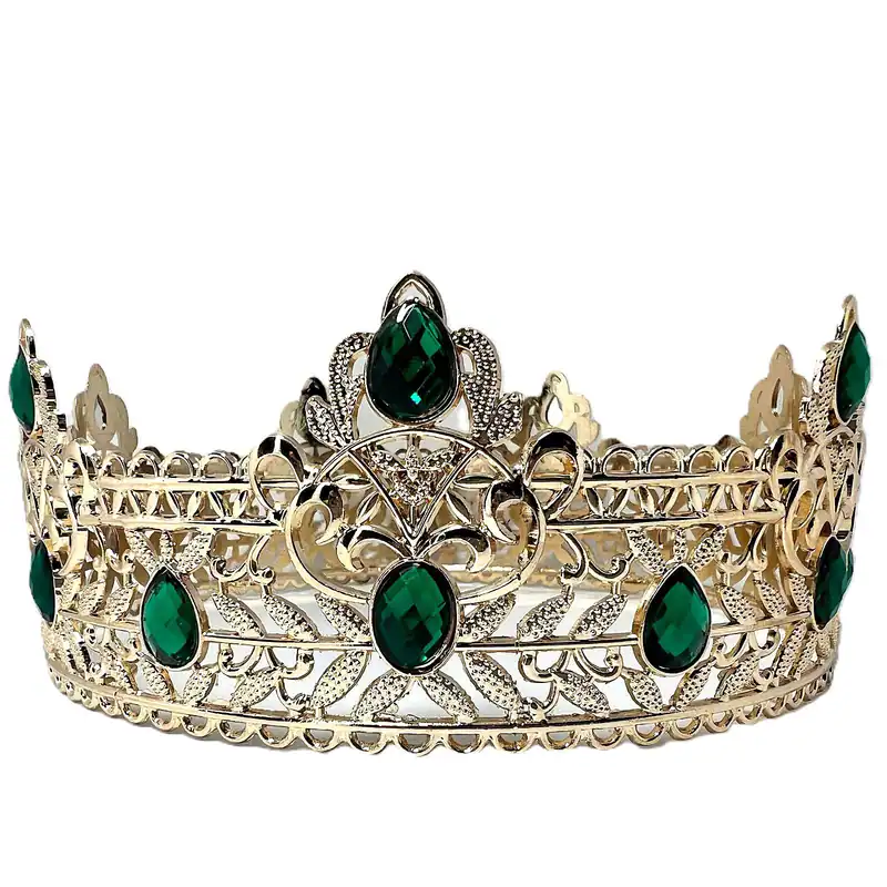 Herrenkrone Gold Barockstil mit Smaragdgrünen Steinen König Krone