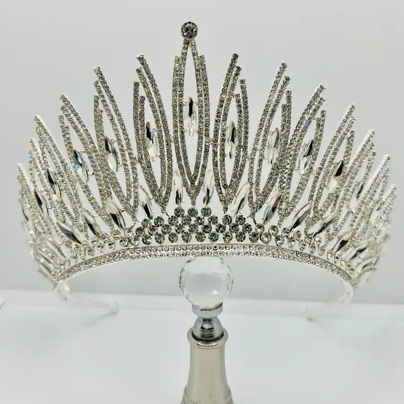 Luxuriöse Braut Tiara Königin Diadem Krone Silber Bride Tiara Queen Diadem Crown