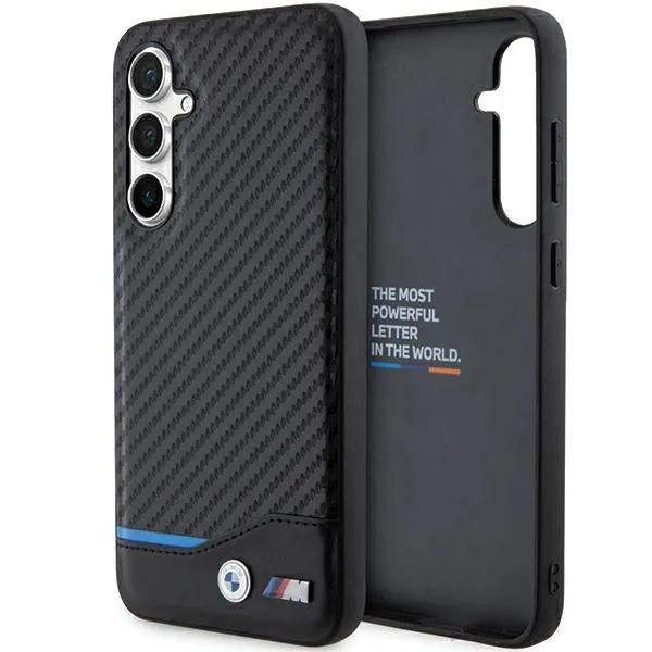 BMW Leather Carbon Schutzhülle für Samsung Galaxy S23 FE Schwarz