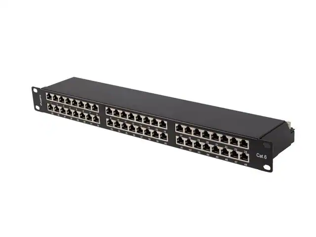 5901969439366 PATCHFELD 48 PORT 1HE 19" CAT6 FTP GESCHIRMT SCHWARZ LANBERG