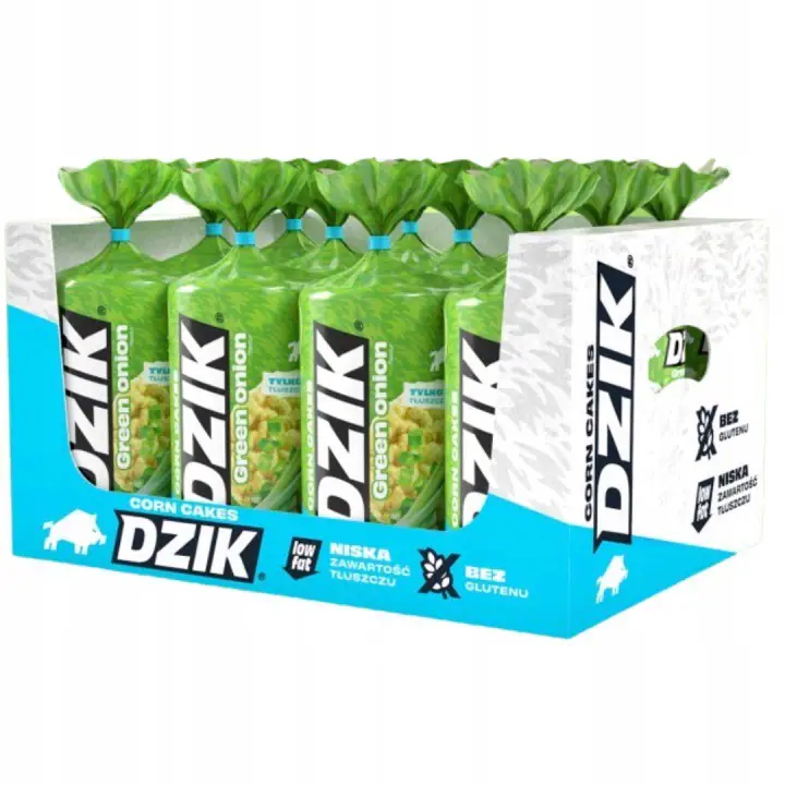 WK DZIK Wafle kukurydziane o smaku zielonej cebulki niskotłuszczowe 120g x 12 sz