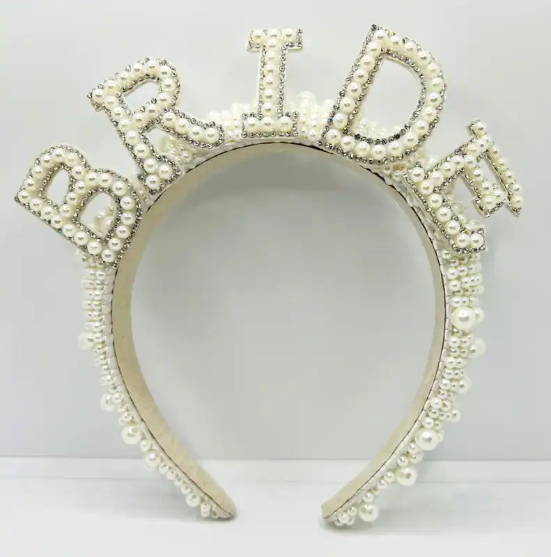 Bride Haarreif – Edle Braut Krone mit Perlen & Strass für Junggesellinnenabschie