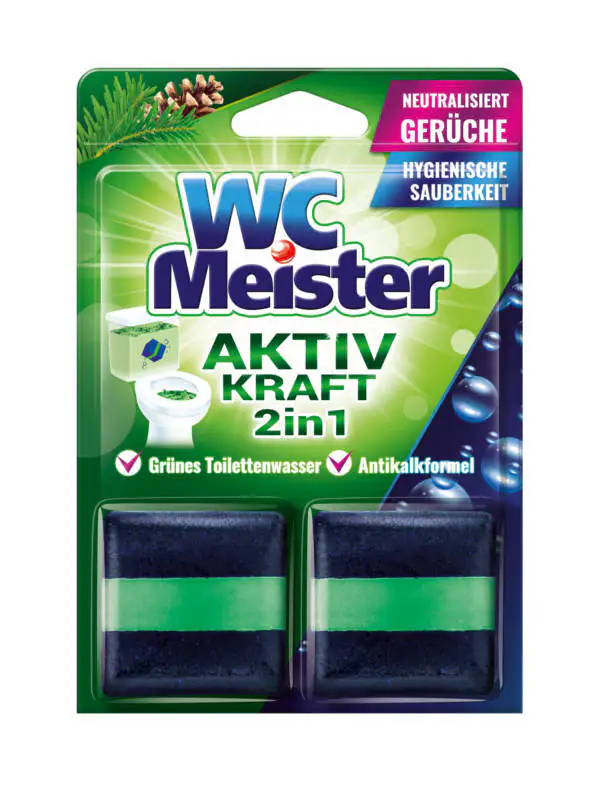 4260418930979 WC Meister Aktiv Kraft 2 in 1 Grunes 2x 50 g Clovin Germany GmbH