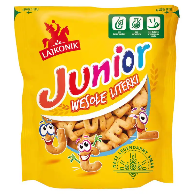 5900320009958 Lajkonik Junior Wesołe Literki Krakersy solone 120 g LORENZ