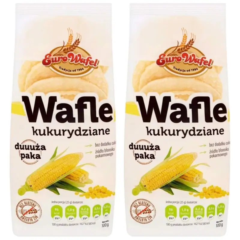 5903111175474 Eurowafel Wafle Kukurydziane 100g x 2 sztuk ZESTAWY