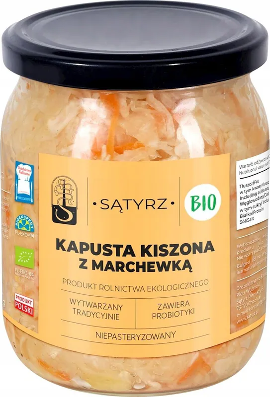 5908228980331 Kapusta kiszona z marchewką BIO 450 g Sątyrz