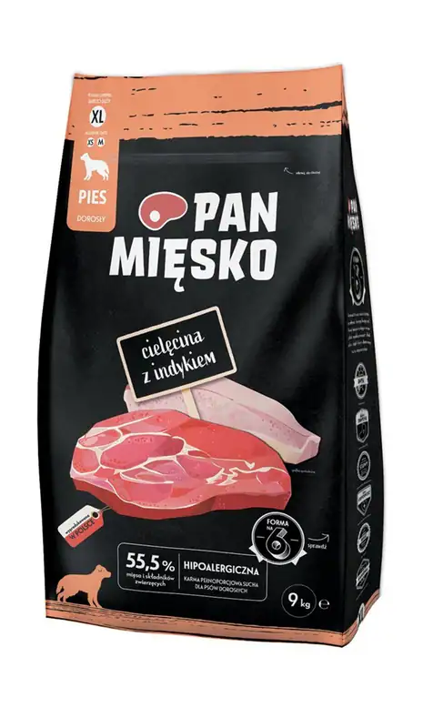 5905342291985 PAN MIĘSKO Veal with turkey XL - trockenfutter für Hunde - 9kg PAN