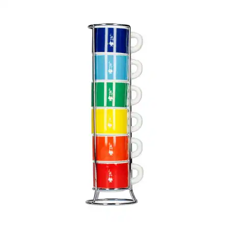 8002617028639 Bialetti Color - Set of 4 Espresso Cups with Stand - Multicolor Bi