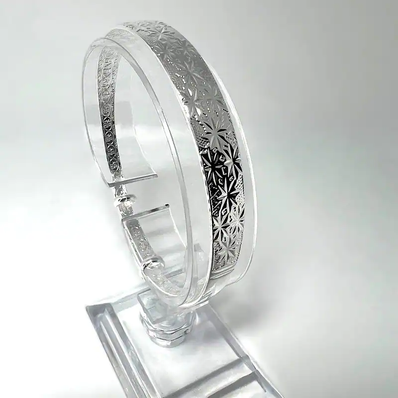 Verstellbarer 999er Silber Armreif mit Sternenmuster chinesischem Glückszeichen