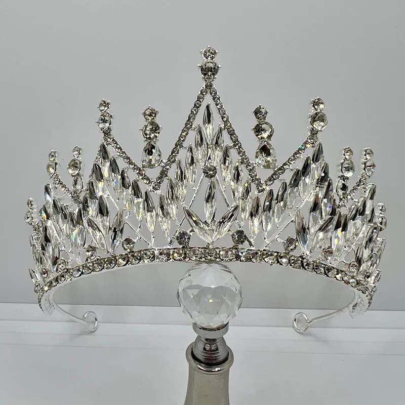 Teklemon Tiara Kristallkrone Queen Diadem in Silber Teklemon Tiara Crystal Crown