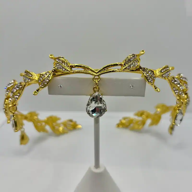 Barock Tiara mit Strass Elegante Goldkrone im floralen Design Krone Caesar