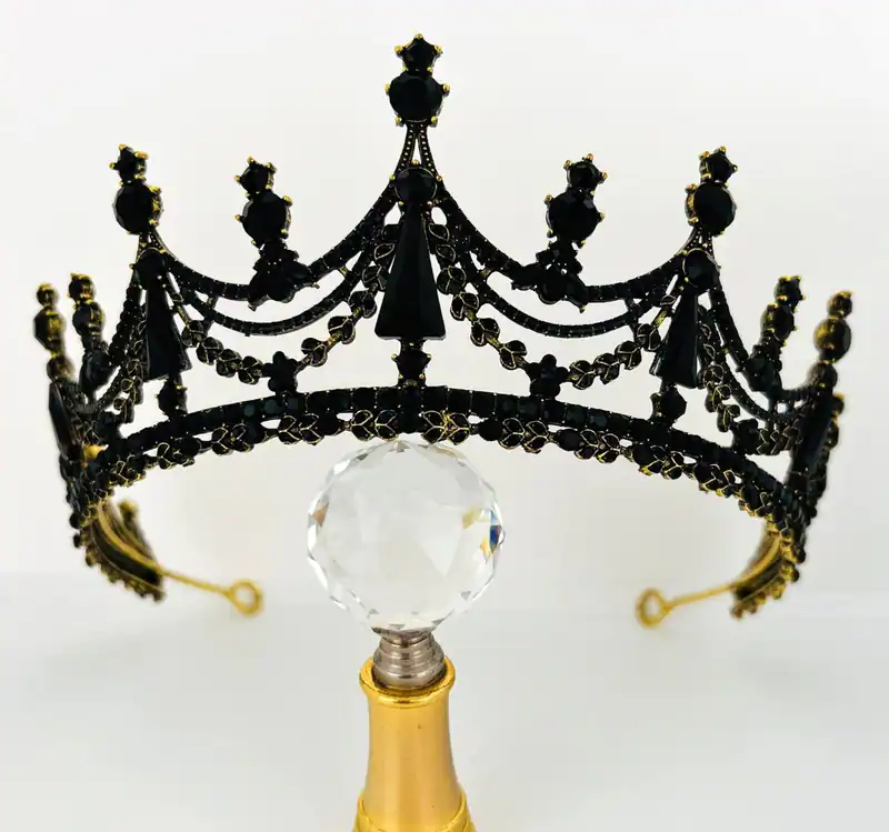 Diadem Gold Schwarz Tekelamon-Tiara Hochzeitskrone bridal crown