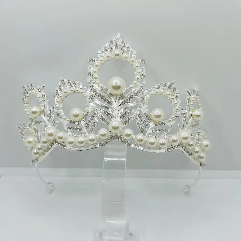 Elegante Brautkrone mit Perlen Strass Ideale Renaissance Tiara für Hochzeiten