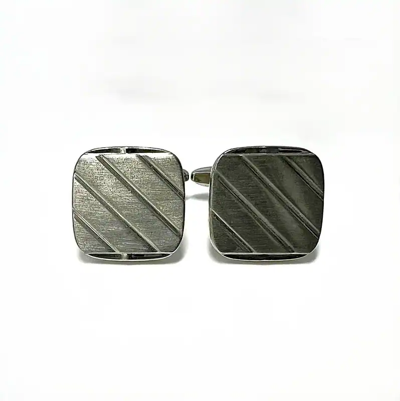 Vintage Manschettenknöpfe silberfarben Metall, klassisch, Retro Herren Schmuck