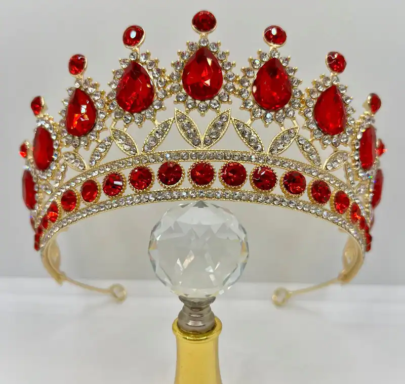 Diadem Tiara Gold & Rot Brautkrone für Henna Nacht Bridal Crown for Henna Night