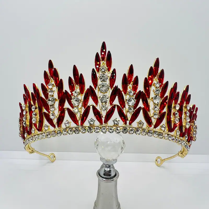 Tiara Königin Krone Rubinrot Feueroptik Crown ruby red fire optics