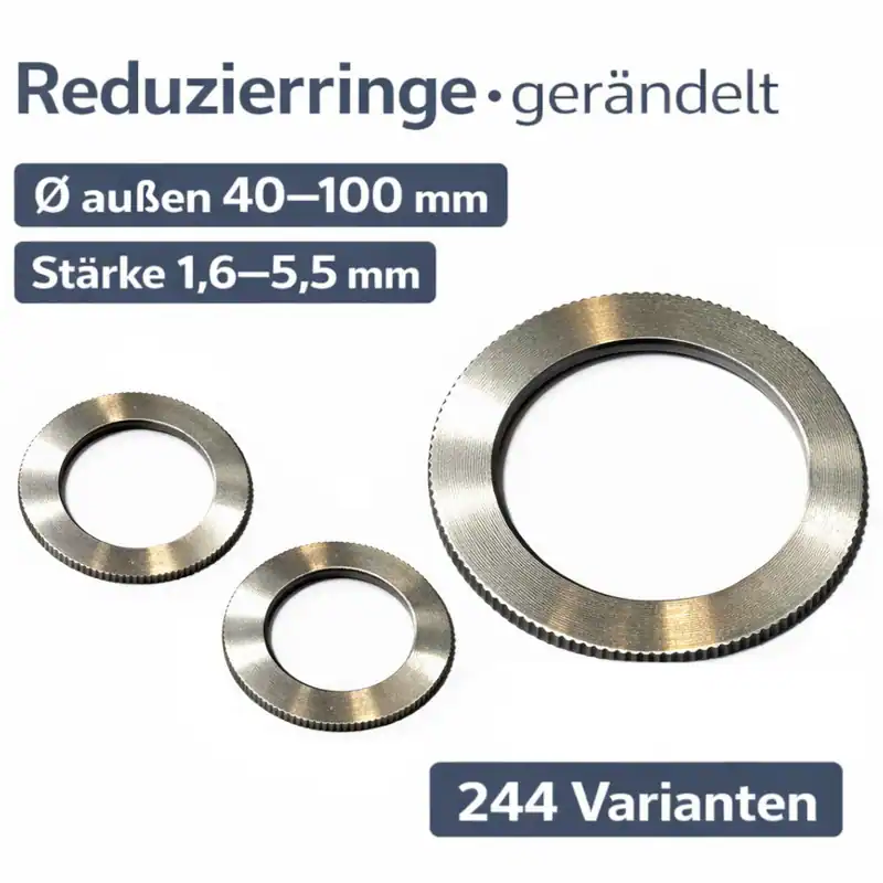 Reduzierring 40-100mm, Distanzring Kreissägeblatt H7, Adapterring gerändelt Ring